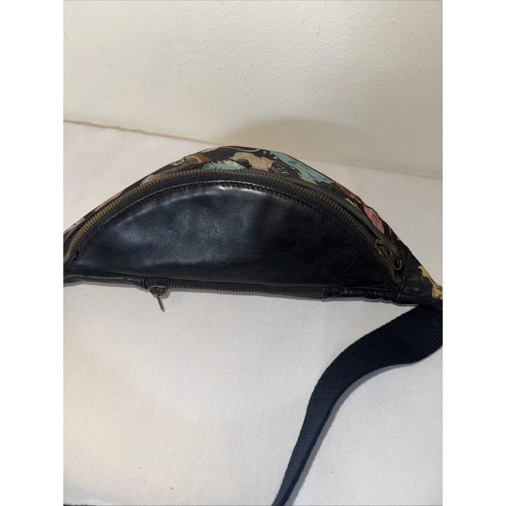 Nicole Miller‎ vintage silk and leather belt bag 1991 Shoe Print *Super Rare